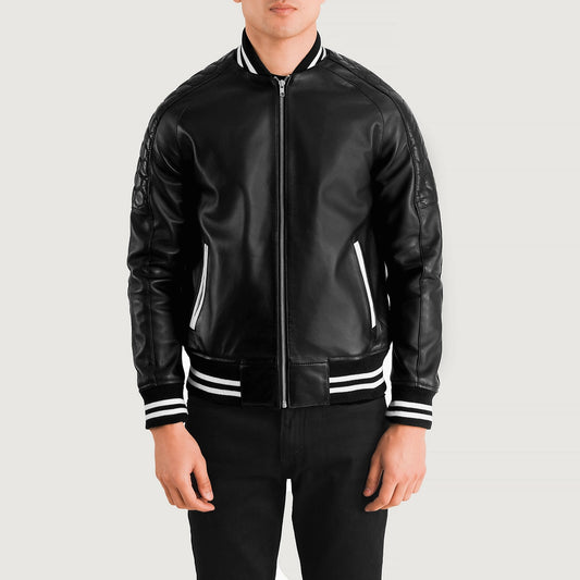 Black@nembus-varsity-black-bomber-leather-jacket