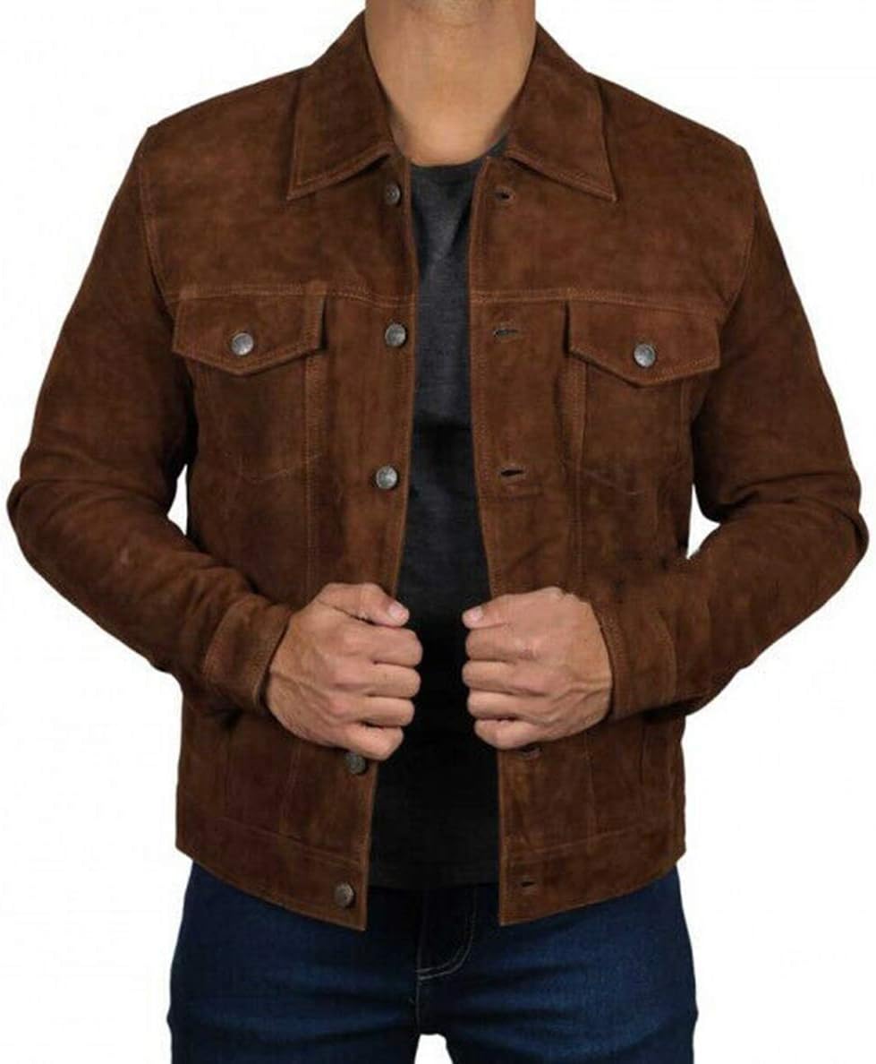 Suede-Brown@Gavix-Brown-Suede-Aviator-Leather-Jacket