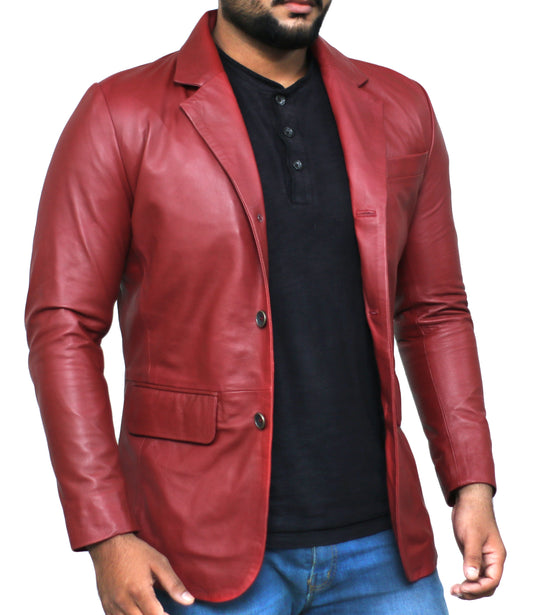 Maroon@Rynith-Maroon-Leather-Blazer