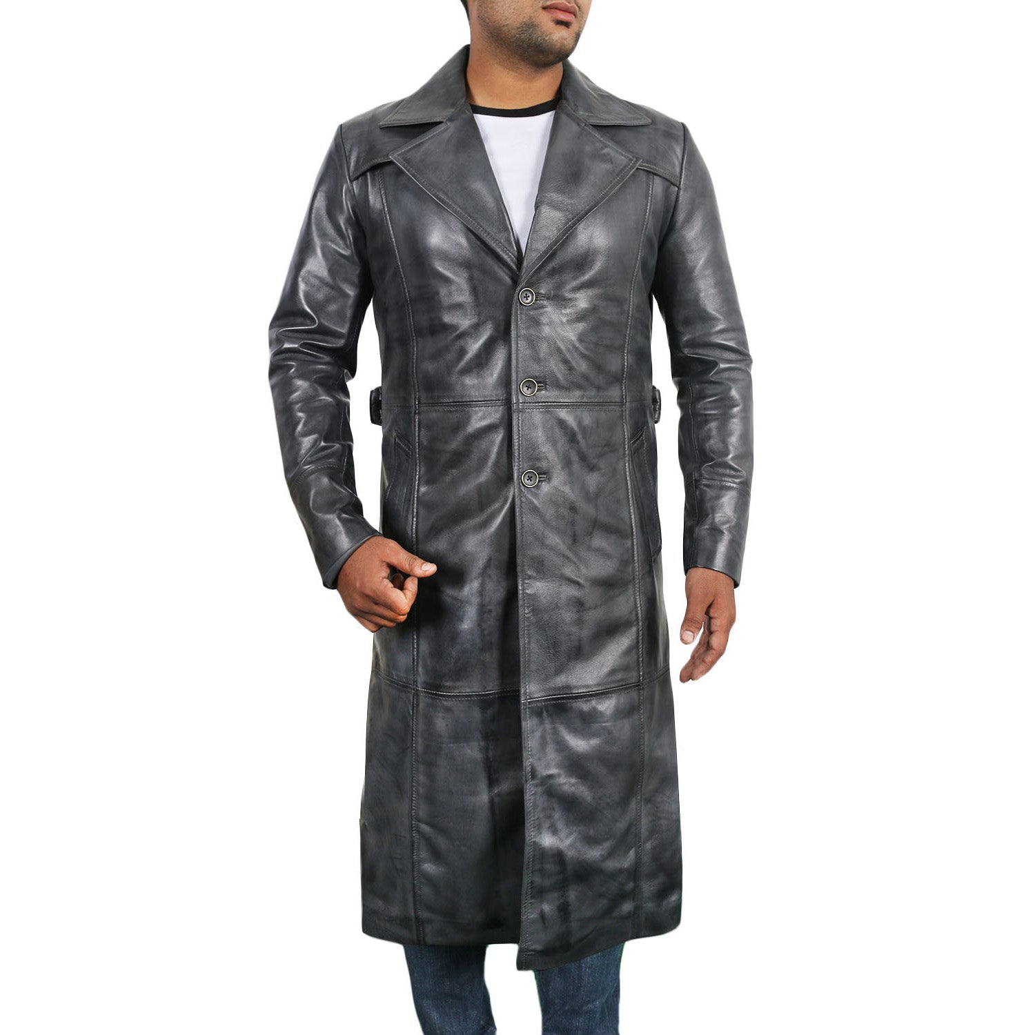 Vax Gray@Sylix-Distressed-Leather-Duster-Coat