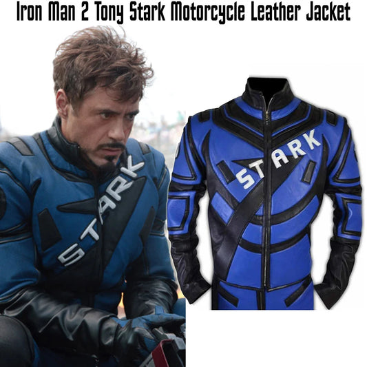 Navy Blue-Black@Tony-Stark-Iron-Man-Biker-Leather-Jacket