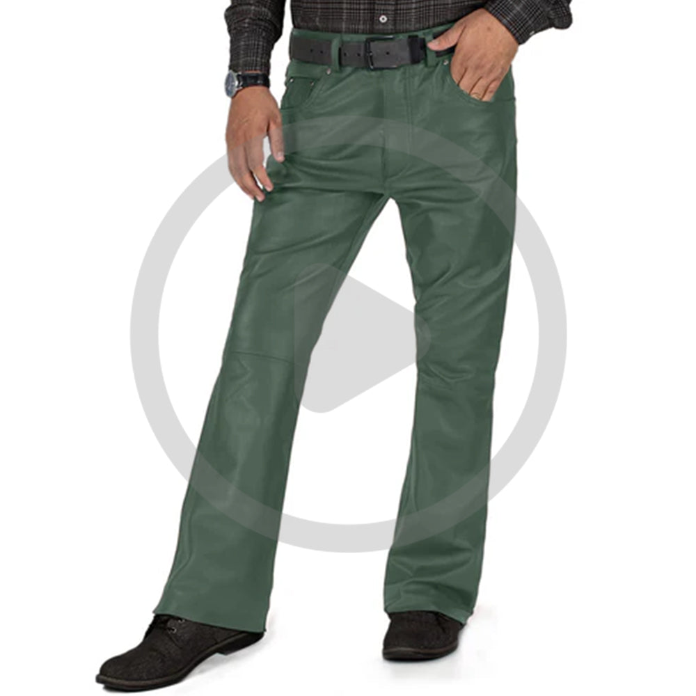 Green@Brivon-Mens-Green-Faux-Leather-Pants-Video
