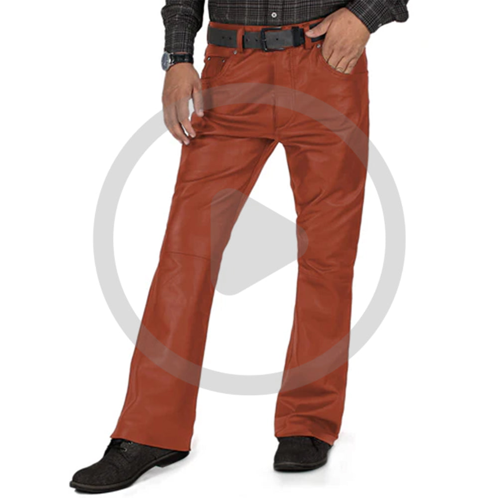 TAN@Brivon-Mens-Tan-Faux-Leather-Pants-Video