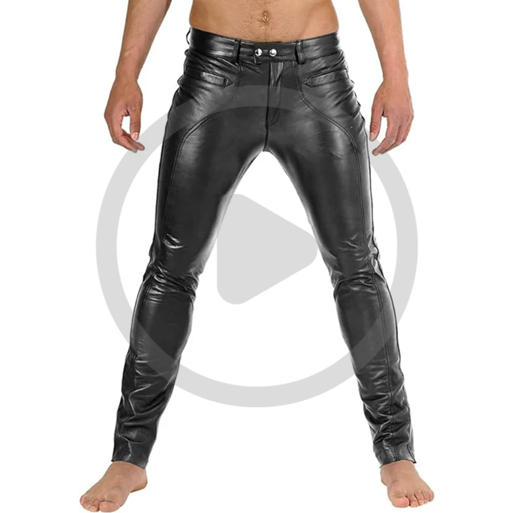 Black@Crionis-Mens-Black-Faux-Leather-Pants-Video