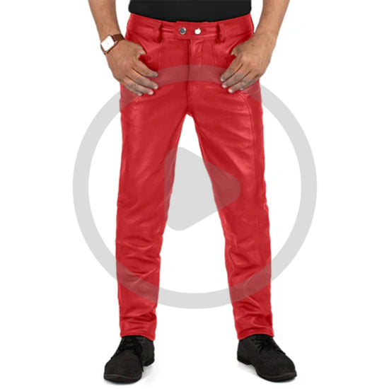 Red@Crionis-Mens-Red-Slim-Fit-Leather-Pants-Video