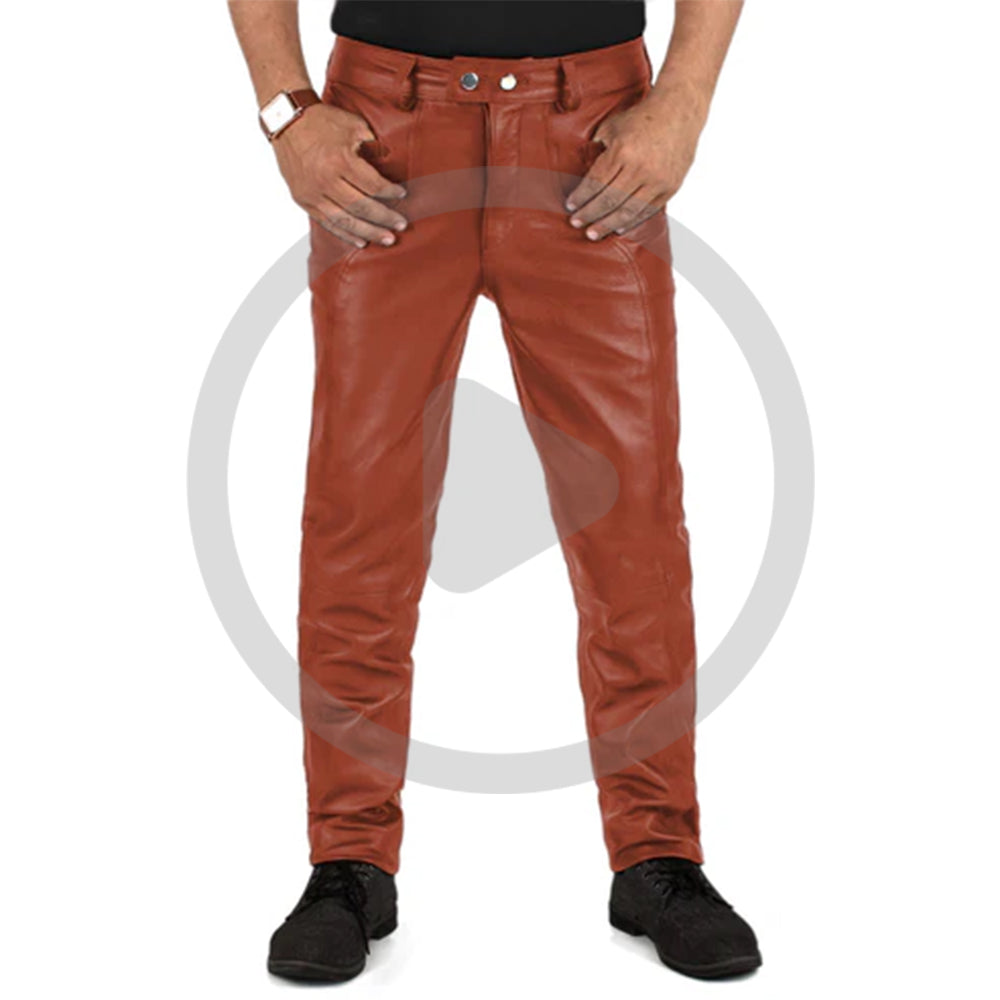 TAN@Crionis-Mens-Tan-Slim-Fit-Leather-Pants-Vdeo
