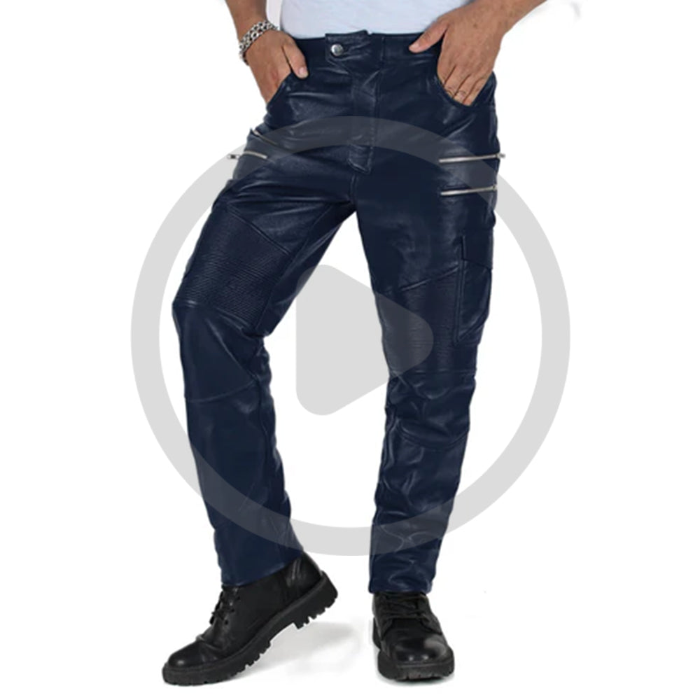 Navy Blue@Eryon-Mens-Blue-Faux-Leather-Pants-Video