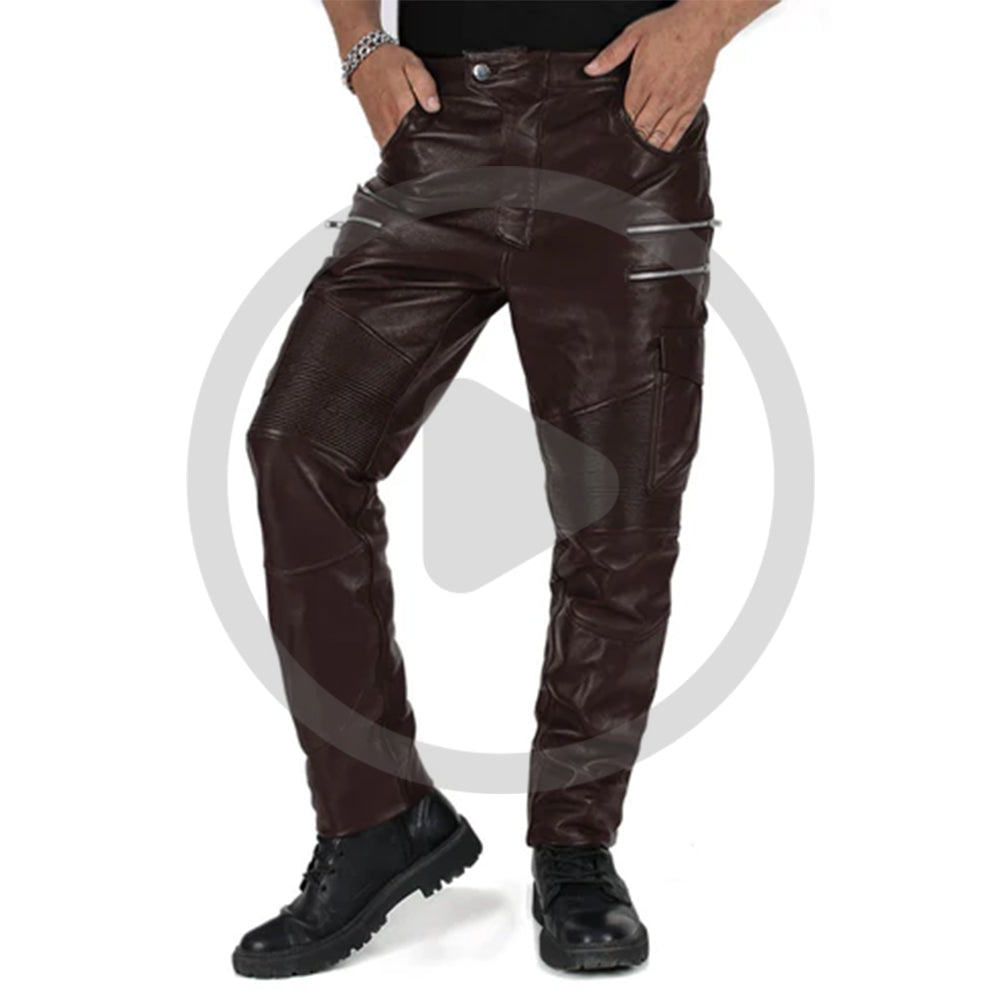 Brown@Eryon-Mens-Brown-Leather-Motorcycle-Pants-Video
