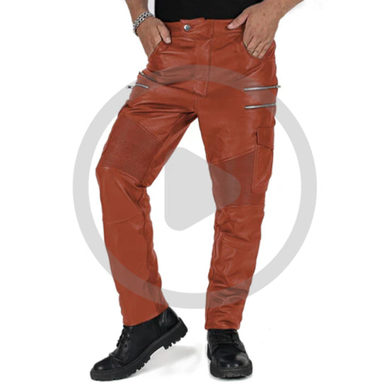 TAN@Eryon-Mens-Tan-Faux-Leather-Pants-Video