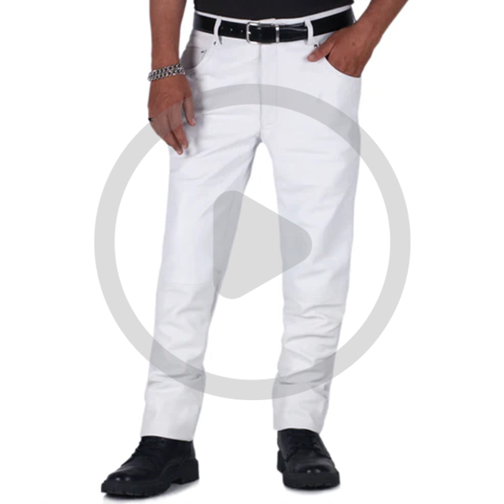 White@Thalor-Mens-White-Slim-Fit-Leather-Pants-Video
