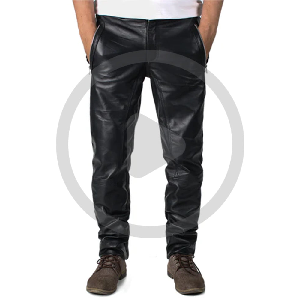 Black@Veyron-Mens-Black-Faux-Leather-Pants-Video
