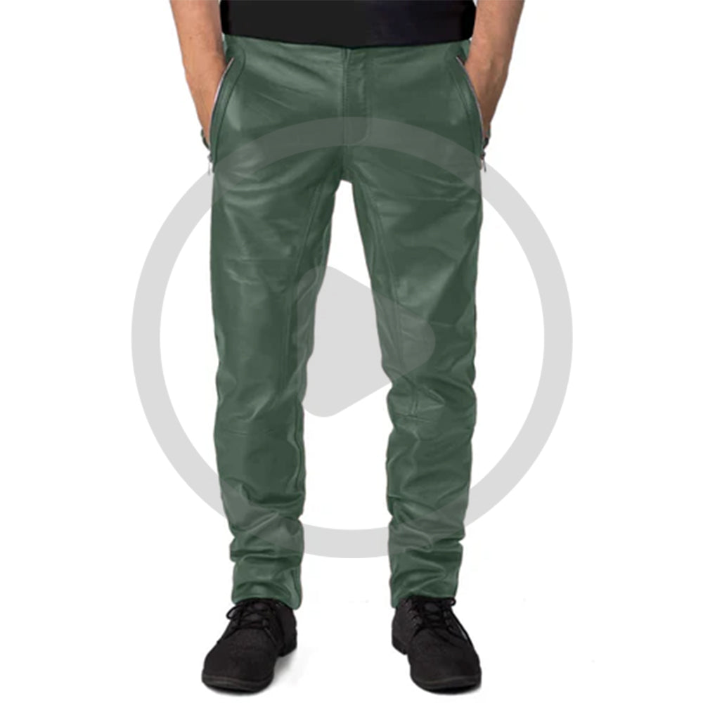 Green@Veyron-Mens-Green-Faux-Leather-Pants-Video