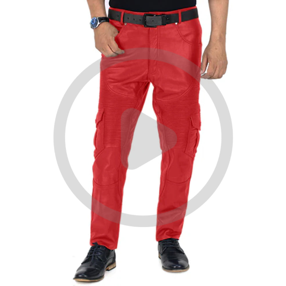 Red@Ylira-Mens-Red-Leather-Motorcycle-Pants-Video