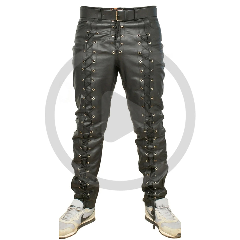 Black@Zephor-Mens-Black-Faux-Leather-Pants-Video