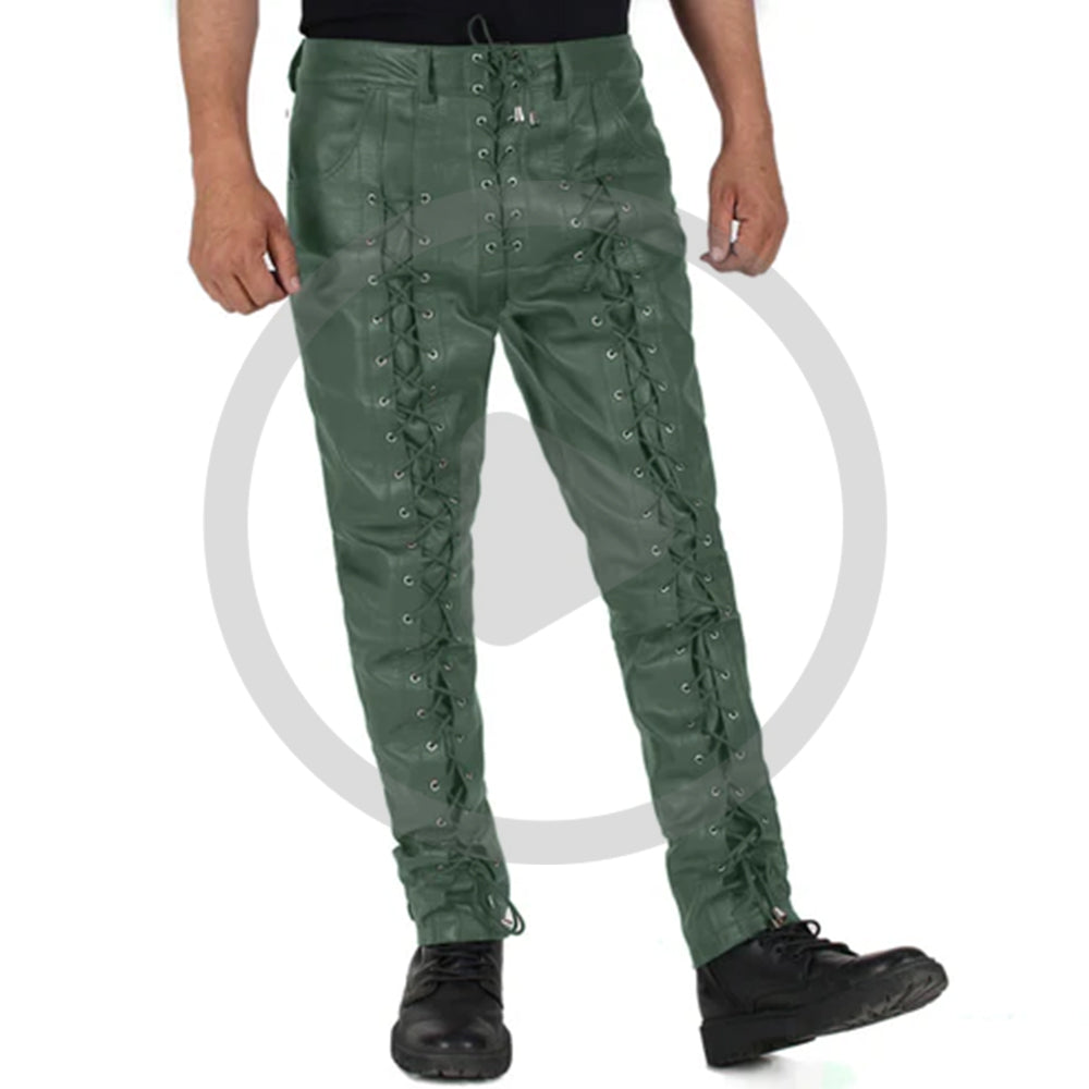 Green@Zephor-Mens-Green-Faux-Leather-Pants-Video