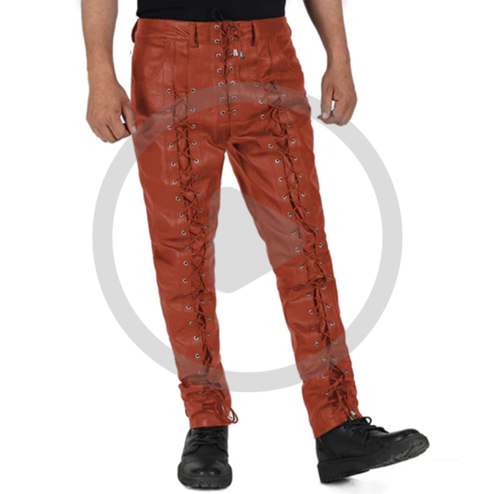 TAN@Zephor-Mens-Tan-Faux-Leather-Pants-Video