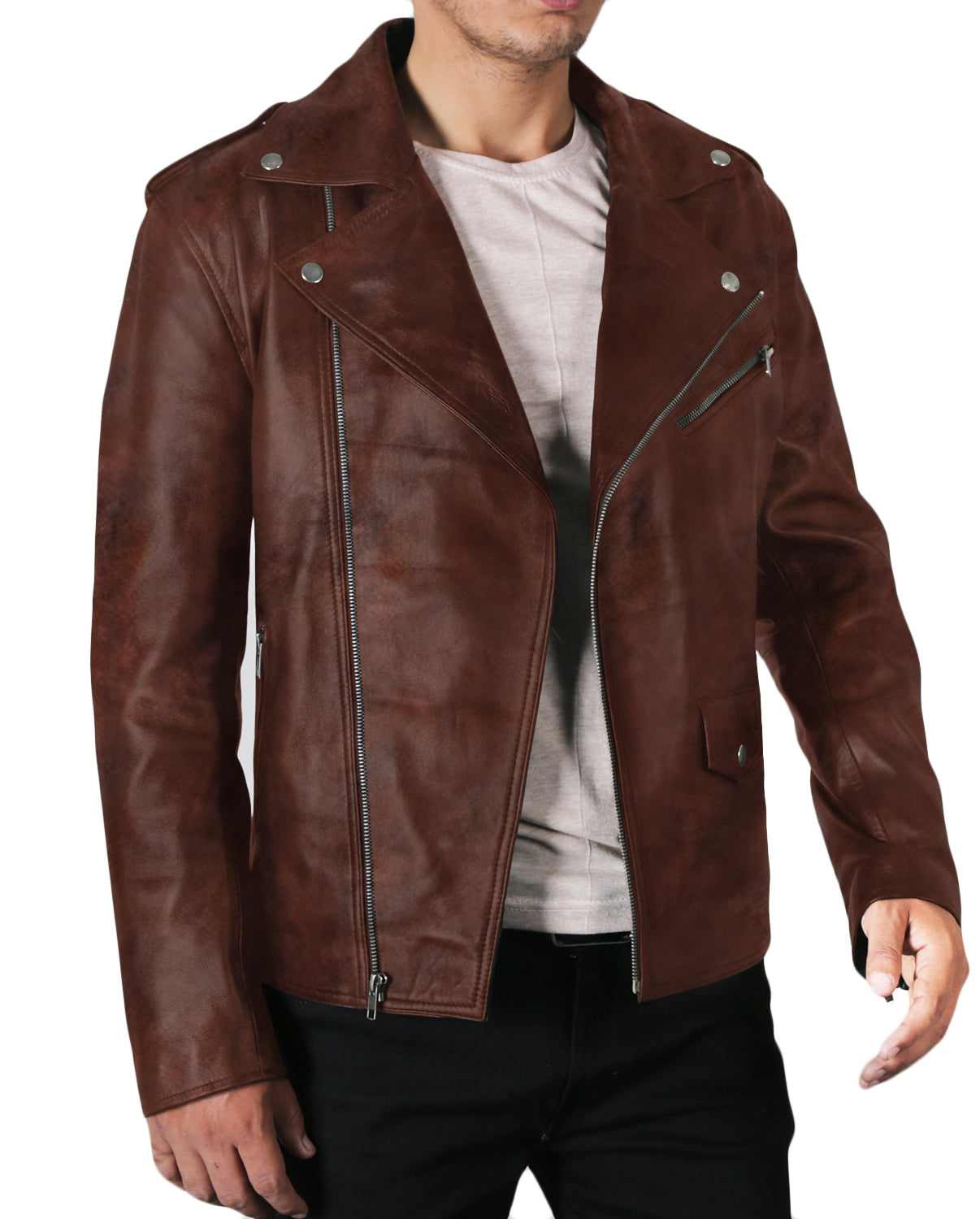 Leather Jackets Hub Mens Genuine Lambskin Leather Jacket (Black, Double Rider Jacket) - 1501009