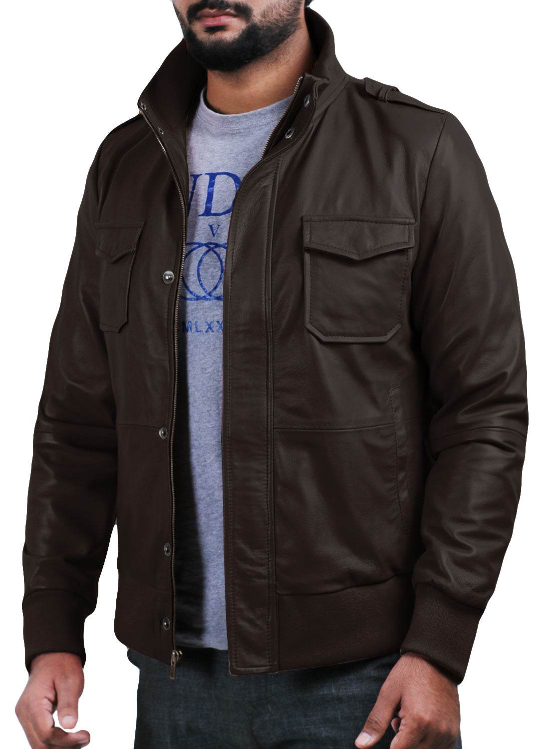 Leather Jackets Hub Mens Genuine Lambskin Leather Jacket (Black, Bomber Jacket) - 1501019