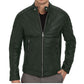  Leather Jackets Hub Mens Genuine Lambskin Leather Jacket (Black, Racer Jacket) - 1501026