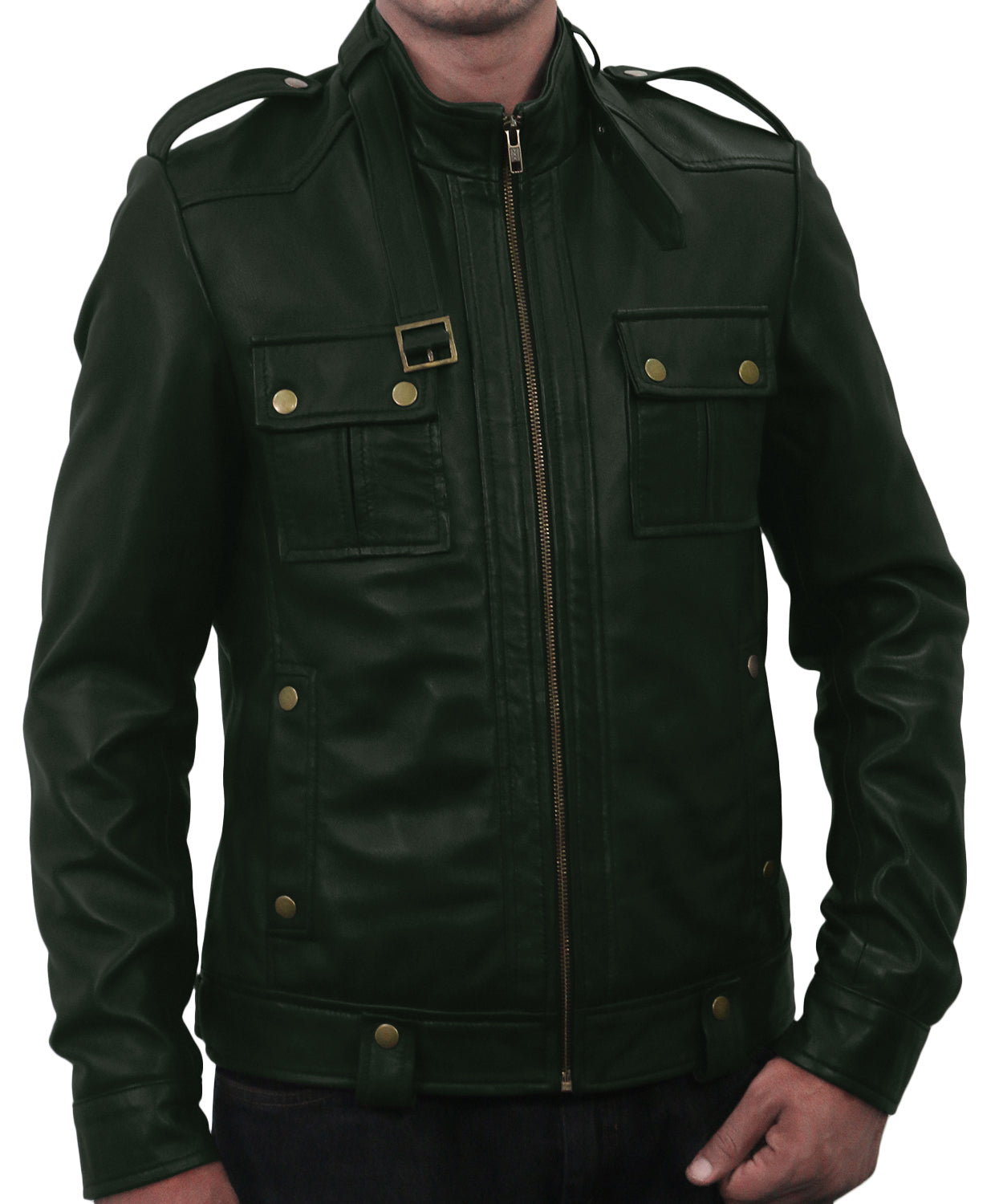 Leather Jackets Hub Mens Genuine Lambskin Leather Jacket (Black, Officer Jacket) - 1501075