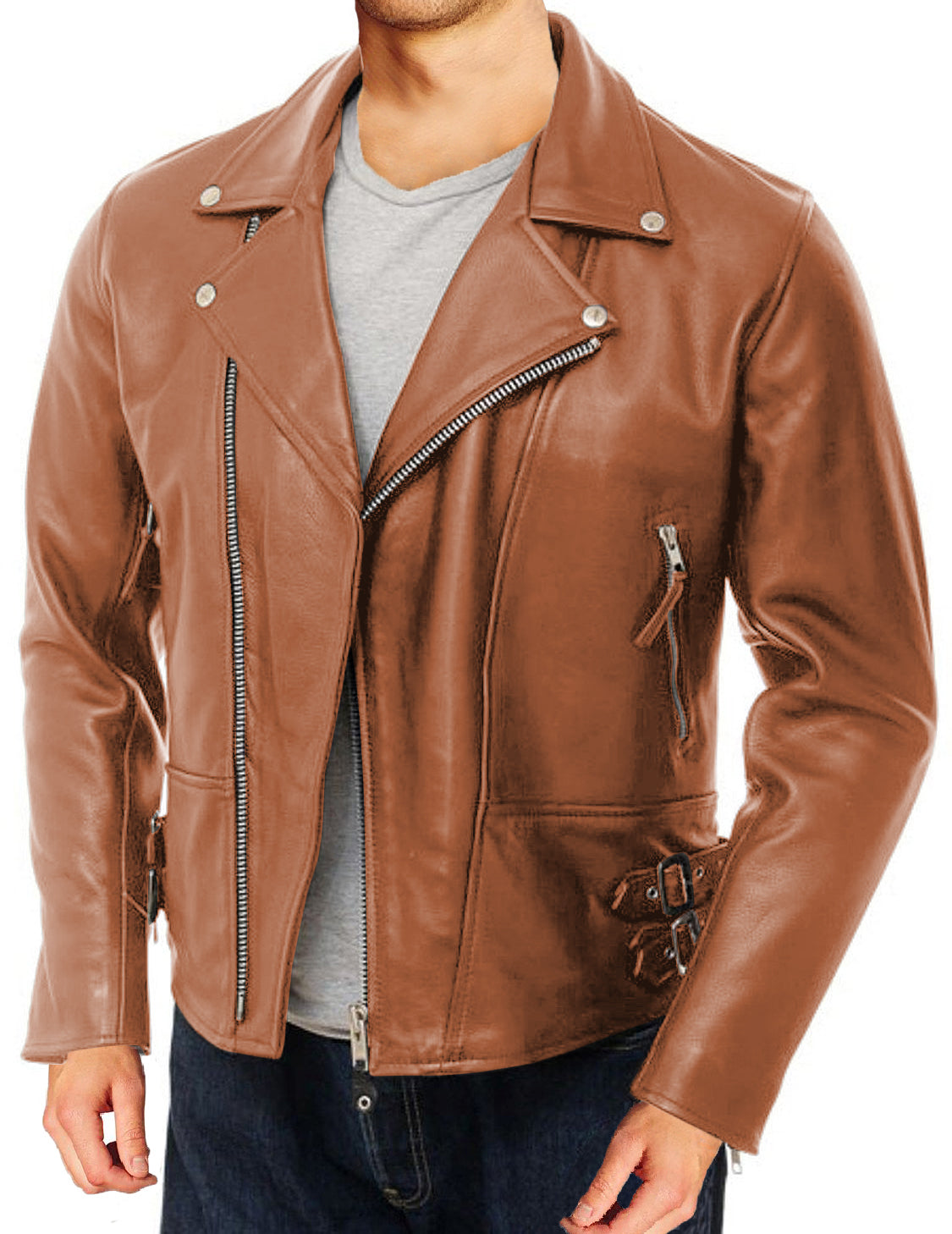 Leather Jackets Hub Mens Genuine Lambskin Leather Jacket (Black, Double Rider Jacket) - 1501104