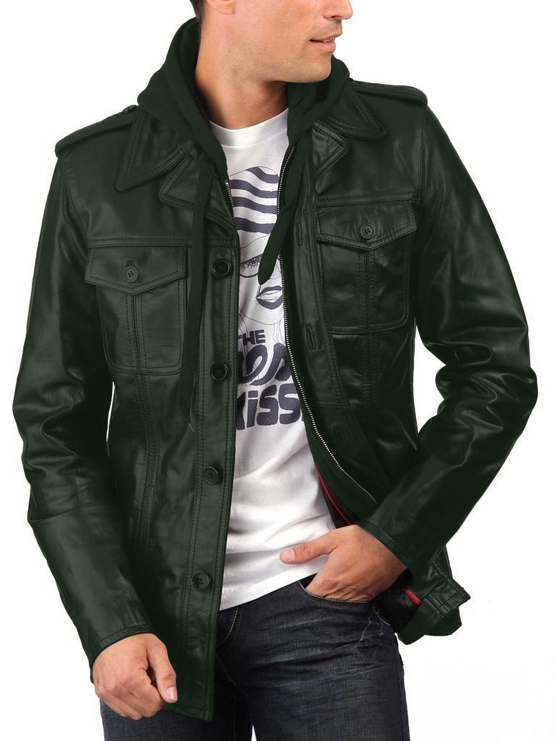 Leather Jackets Hub Mens Genuine Lambskin Leather Coat (Black, Regal Jacket) - 1501107