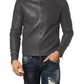  Leather Jackets Hub Mens Genuine Lambskin Leather Jacket (Black, Racer Jacket) - 1501122