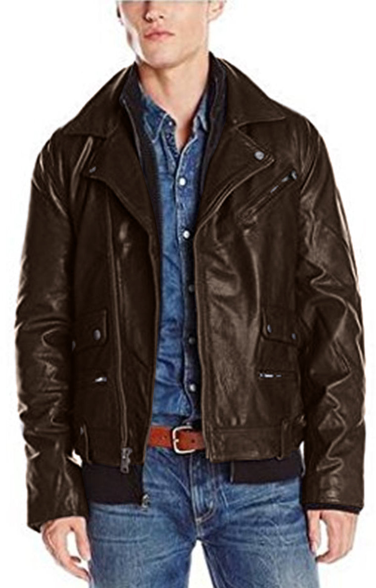 Leather Jackets Hub Mens Genuine Lambskin Leather Jacket (Black, Double Rider Jacket) - 1501131