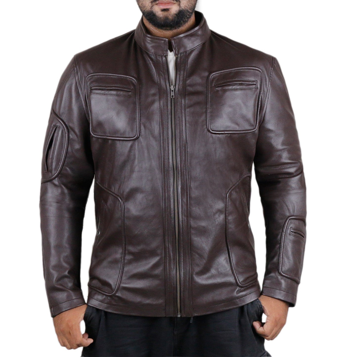 Leather Jackets Hub Mens Genuine Lambskin Leather Jacket (Black, Fencing Jacket) - 1501133