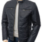  Leather Jackets Hub Mens Genuine Lambskin Leather Jacket (Black, Racer Jacket) - 1501139