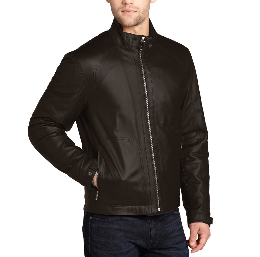 Leather Jackets Hub Mens Genuine Lambskin Leather Jacket (Black, Classic Jacket) - 1501168