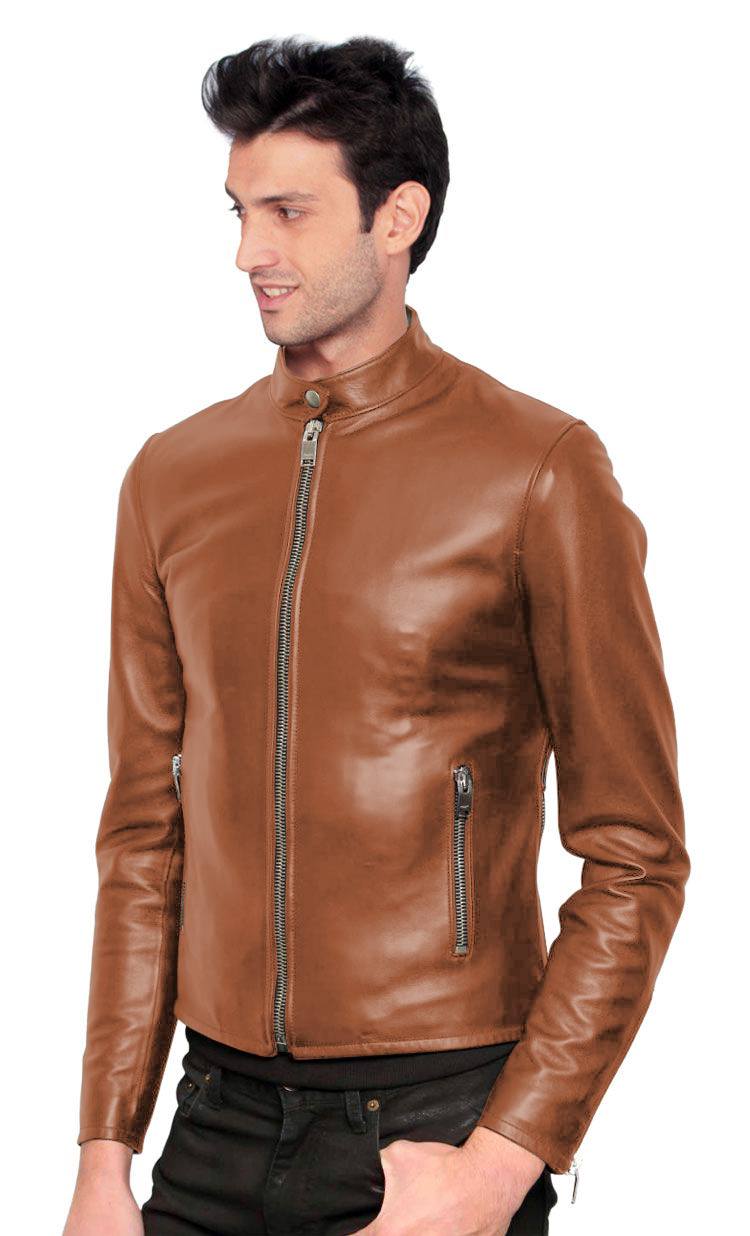 Leather Jackets Hub Mens Genuine Lambskin Leather Jacket (Black, Racer Jacket) - 1501203