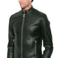  Leather Jackets Hub Mens Genuine Lambskin Leather Jacket (Black, Racer Jacket) - 1501203
