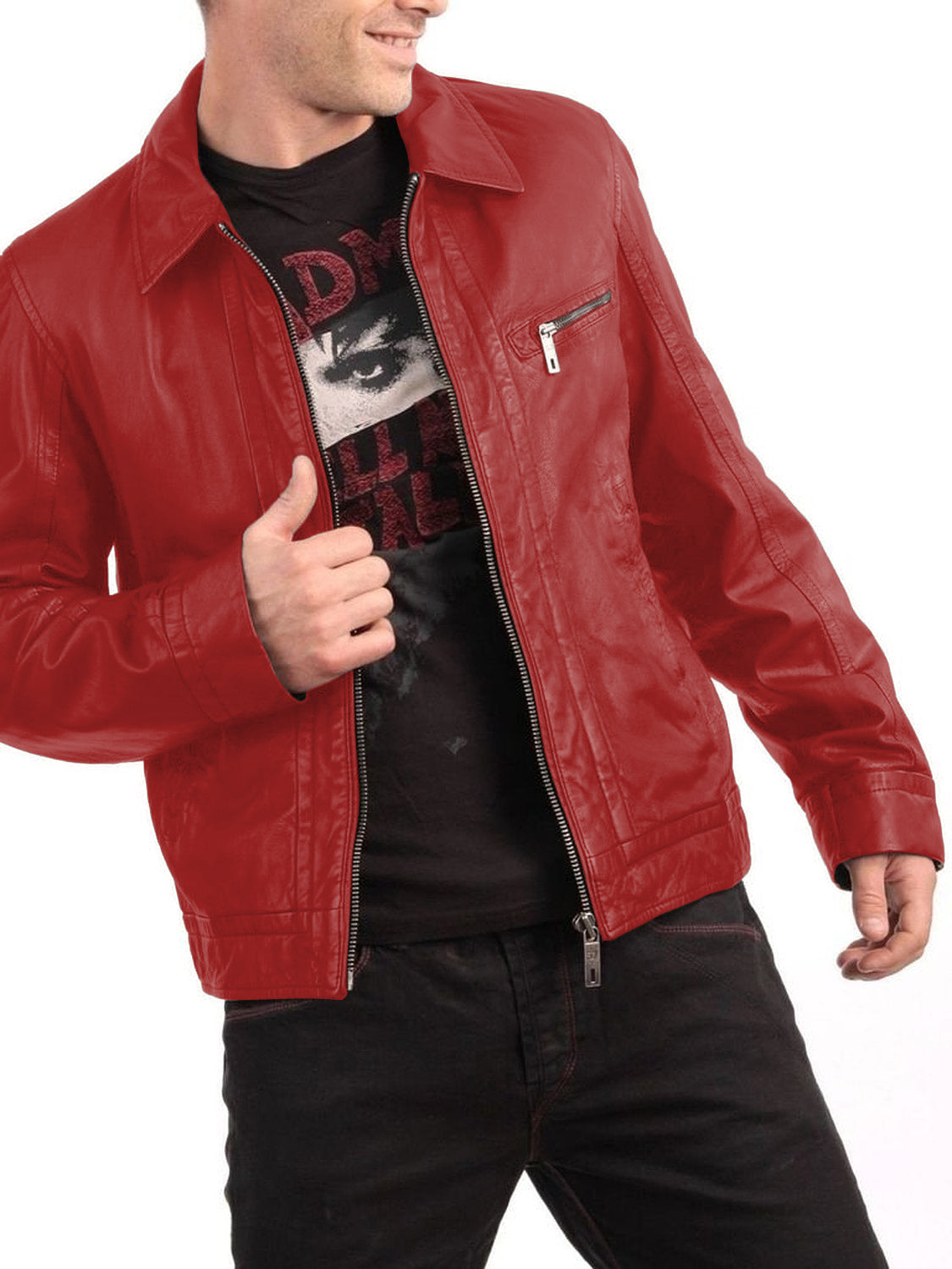 Leather Jackets Hub Mens Genuine Lambskin Leather Jacket (Black, Aviator Jacket) - 1501214