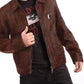  Leather Jackets Hub Mens Genuine Lambskin Leather Jacket (Black, Aviator Jacket) - 1501214