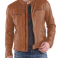  Leather Jackets Hub Mens Genuine Lambskin Leather Jacket (Black, Racer Jacket) - 1501220