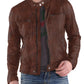  Leather Jackets Hub Mens Genuine Lambskin Leather Jacket (Black, Racer Jacket) - 1501220