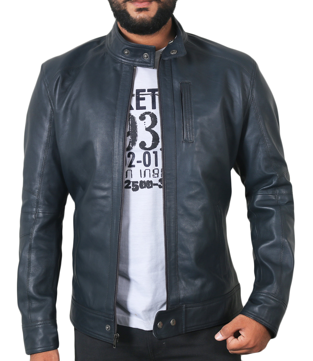 Leather Jackets Hub Mens Genuine Lambskin Leather Jacket (Black, Classic Jacket) - 1501248