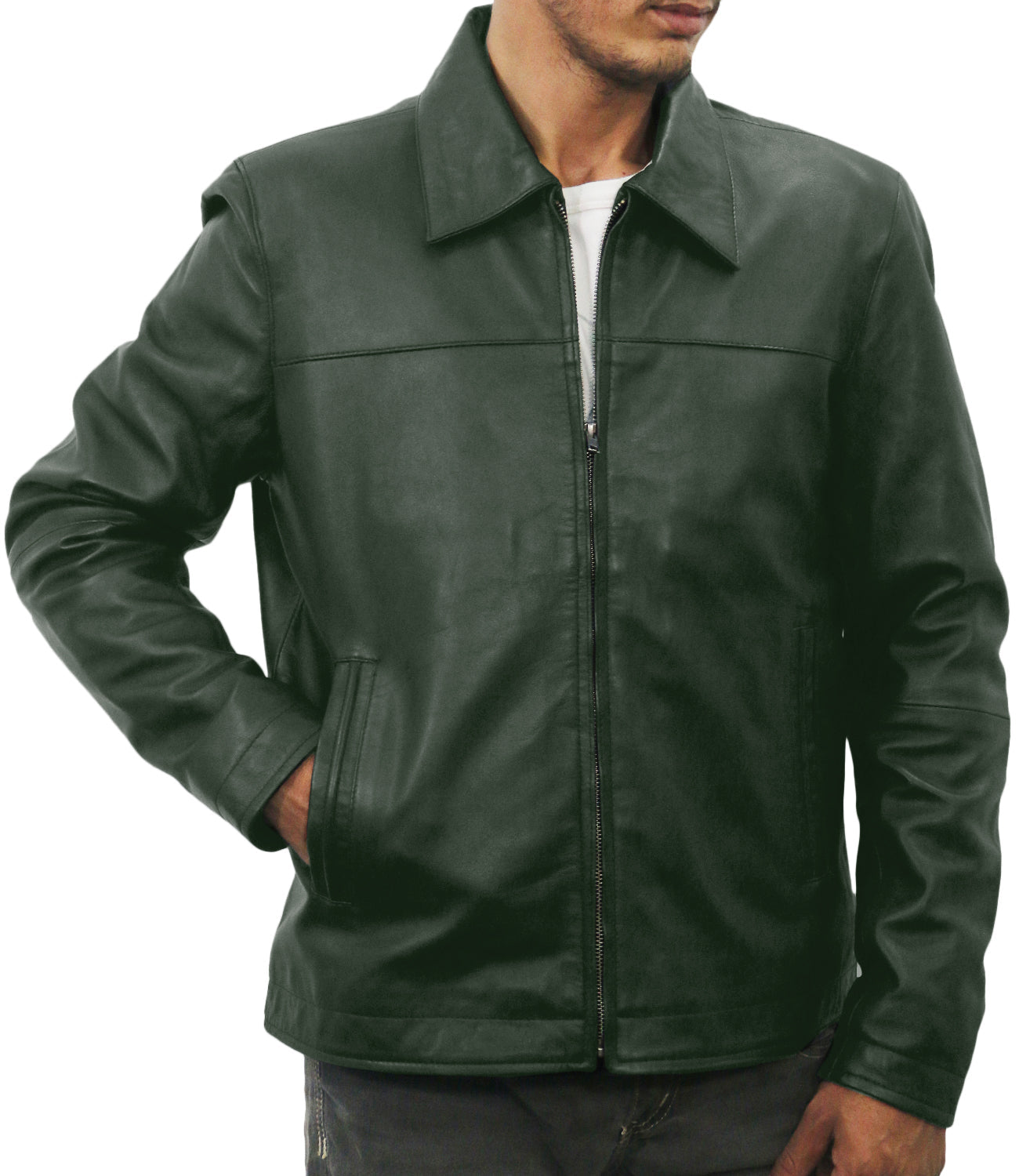 Leather Jackets Hub Mens Genuine Lambskin Leather Jacket (Black, Aviator Jacket) - 1501282