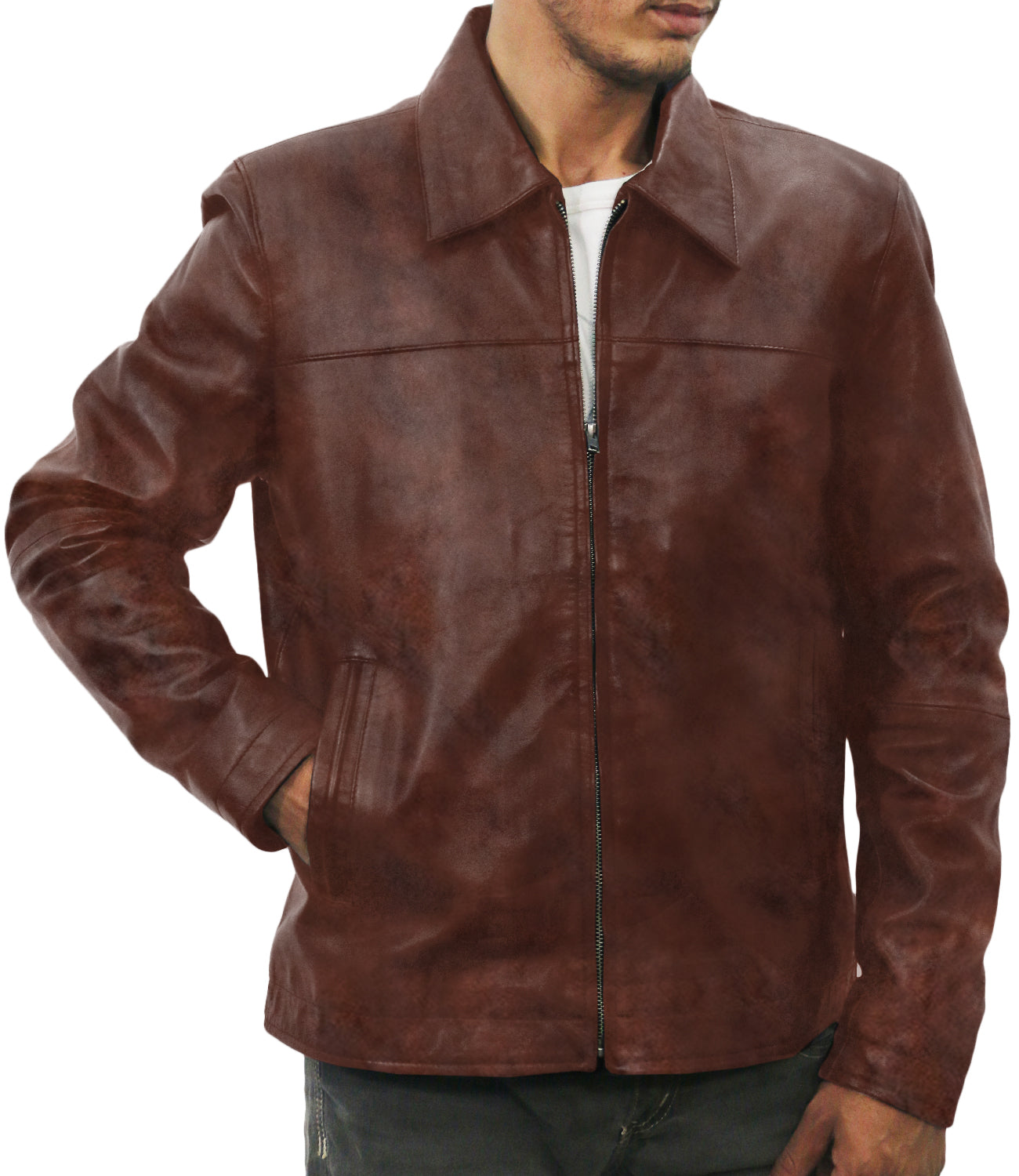 Leather Jackets Hub Mens Genuine Lambskin Leather Jacket (Black, Aviator Jacket) - 1501282