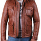  Leather Jackets Hub Mens Genuine Lambskin Leather Jacket (Black, Field Jacket) - 1501287