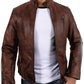  Leather Jackets Hub Mens Genuine Lambskin Leather Jacket (Black, Racer Jacket) - 1501314