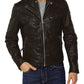  Leather Jackets Hub Mens Genuine Lambskin Leather Jacket (Black, Racer Jacket) - 1501328