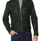  Leather Jackets Hub Mens Genuine Lambskin Leather Jacket (Black, Racer Jacket) - 1501328