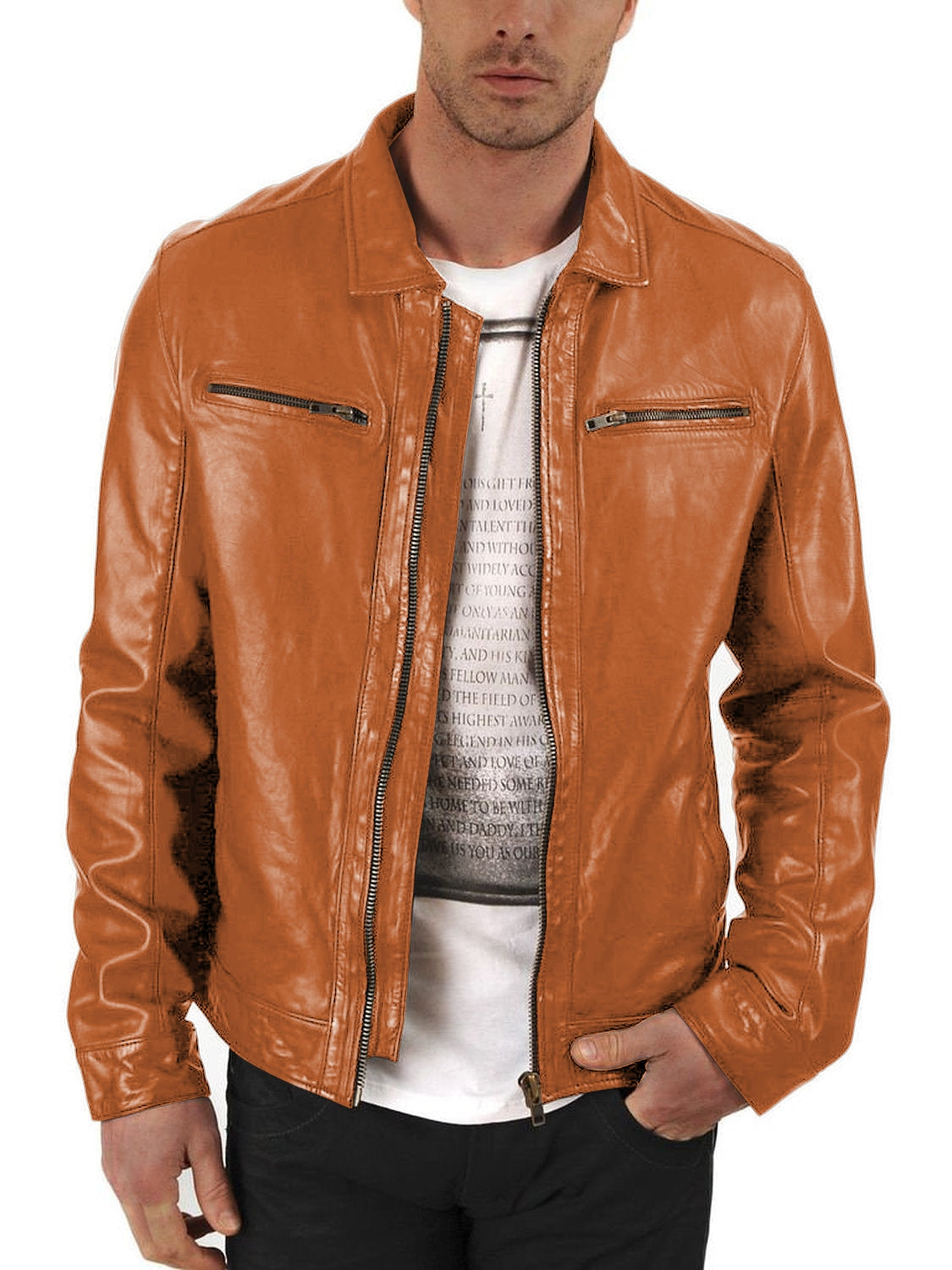 Leather Jackets Hub Mens Genuine Lambskin Leather Jacket (Black, Aviator Jacket) - 1501336