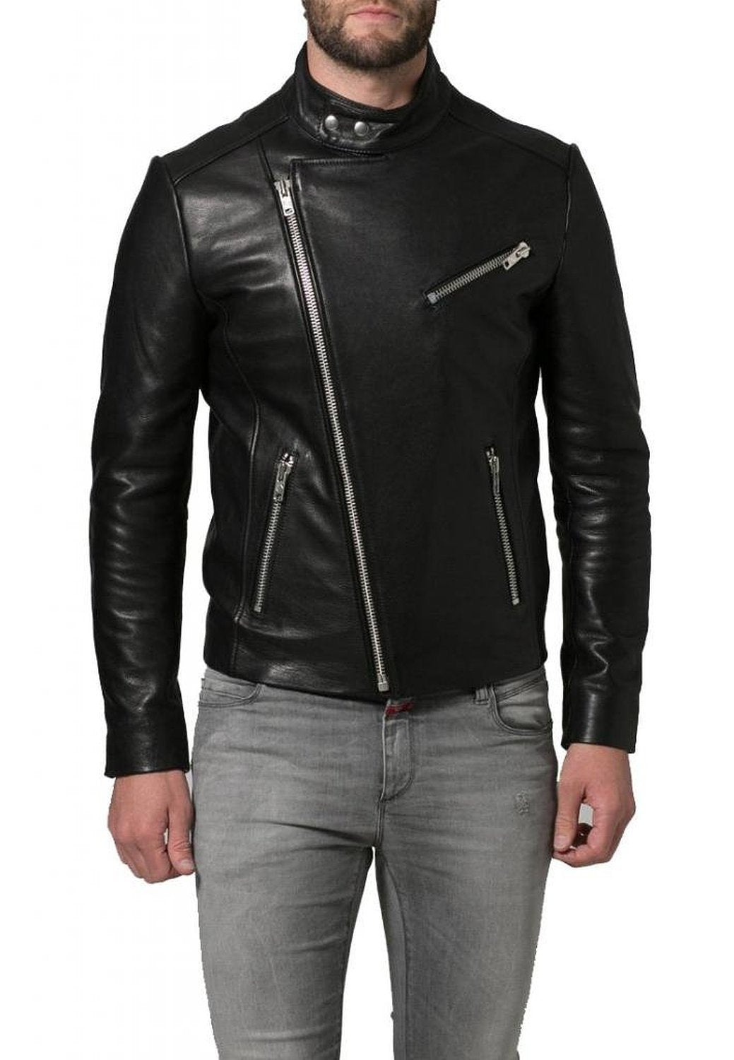 Leather Jackets Hub Mens Genuine Cowhide Leather Jacket (Black, Fencing Jacket) - 1501544