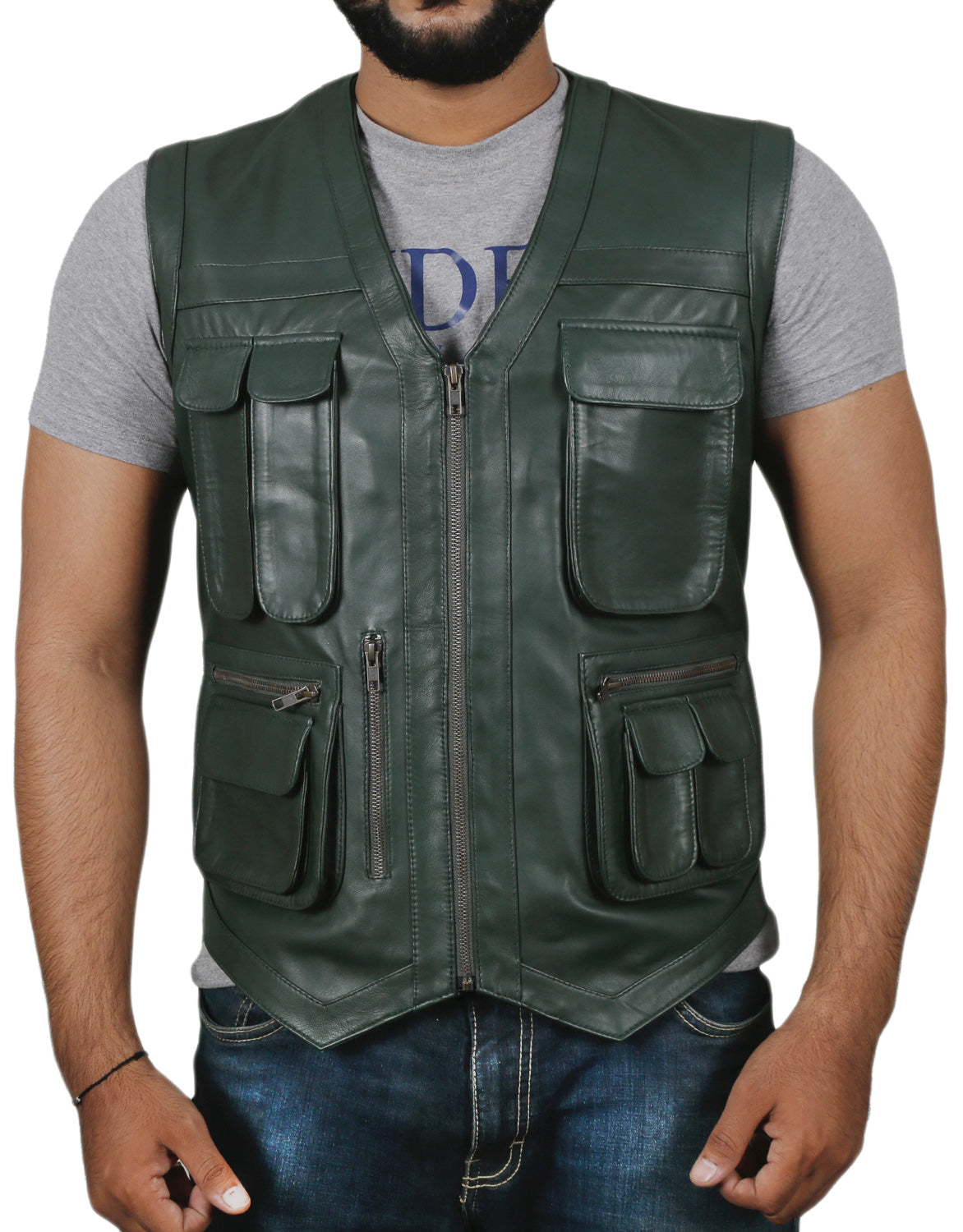 Halion Leather Trucker Vest - Leather Jackets Hub