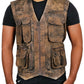  Leather Jackets Hub Mens Genuine Lambskin Leather Waist (Black, Biker Vest) - 1503849