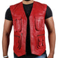  Leather Jackets Hub Mens Genuine Lambskin Leather Waist (Black, Biker Vest) - 1503849