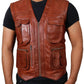  Leather Jackets Hub Mens Genuine Lambskin Leather Waist (Black, Biker Vest) - 1503849